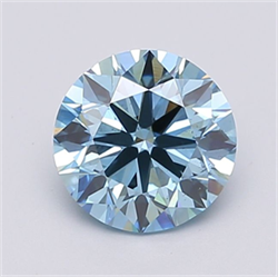Picture of Lab Grown Diamond 2.00 Carats, Round with Ideal Cut, Fancy Vivid Blue Color, VS2 Clarity and Certified by IGI