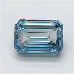 Picture of Lab Grown Diamond 1.50 Carats, Emerald with  Cut, Fancy Intense Blue Color, VS1 Clarity and Certified by IGI