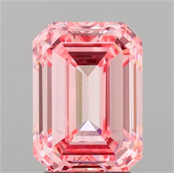 Picture of Lab Grown Diamond 2.51 Carats, Emerald with  Cut, Fancy Vivid Pink Color, VS2 Clarity and Certified by IGI
