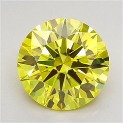 Picture of Lab Grown Diamond 2.04 Carats, Round with Ideal Cut, Fancy Vivid Yellow Color, VVS1 Clarity and Certified by IGI