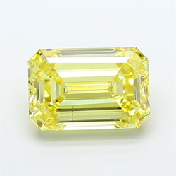 Picture of Lab Grown Diamond 4.06 Carats, Emerald with  Cut, Fancy Intense Yellow Color, VS2 Clarity and Certified by IGI