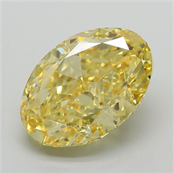 Picture of Lab Grown Diamond 5.04 Carats, Oval with  Cut, Fancy Vivid Yellow Color, VS1 Clarity and Certified by IGI