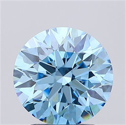 Picture of Lab Grown Diamond 1.79 Carats, Round with Excellent Cut, Fancy Vivid Blue Color, VVS2 Clarity and Certified by IGI