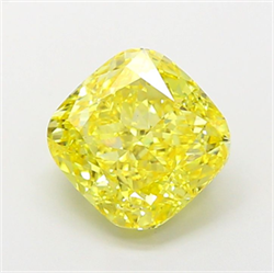 Picture of Lab Grown Diamond 4.10 Carats, CUSHION MODIFIED with  Cut, Fancy Vivid Yellow Color, VS2 Clarity and Certified by IGI