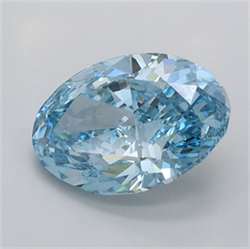 Picture of Lab Grown Diamond 1.50 Carats, Oval with  Cut, Fancy Vivid Blue Color, VVS2 Clarity and Certified by IGI