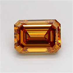 Picture of Lab Grown Diamond 1.20 Carats, Emerald with  Cut, Fancy Brown Color, VVS2 Clarity and Certified by IGI