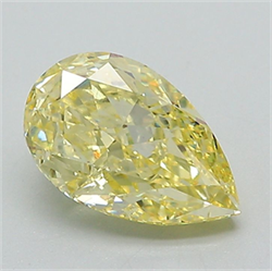 Picture of Lab Grown Diamond 1.57 Carats, Pear with  Cut, Fancy Intense Yellow Color, VVS2 Clarity and Certified by IGI