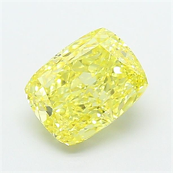 Picture of Lab Grown Diamond 1.55 Carats, CUSHION MODIFIED with  Cut, Fancy Vivid Yellow Color, VS1 Clarity and Certified by IGI