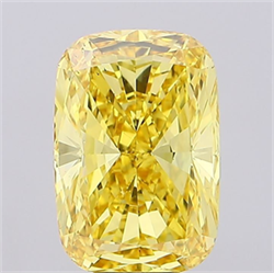Picture of Lab Grown Diamond 8.55 Carats, CUSHION MODIFIED with  Cut, Fancy Vivid Yellow Color, VS2 Clarity and Certified by IGI