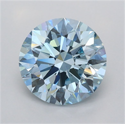 Picture of Lab Grown Diamond 1.53 Carats, Round with Ideal Cut, Fancy Vivid Blue Color, VVS2 Clarity and Certified by IGI
