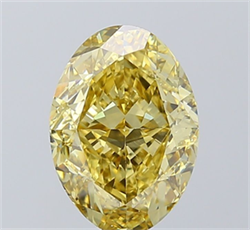 Picture of Lab Grown Diamond 3.10 Carats, Oval with  Cut, Fancy Intense Yellow Color, VS1 Clarity and Certified by IGI