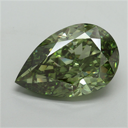 Picture of Lab Grown Diamond 11.51 Carats, Pear with  Cut, Fancy Vivid Green Color, VS1 Clarity and Certified by IGI