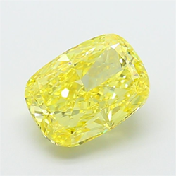Picture of Lab Grown Diamond 4.01 Carats, CUSHION MODIFIED with  Cut, Fancy Vivid Yellow Color, VS1 Clarity and Certified by IGI