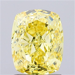 Picture of Lab Grown Diamond 1.50 Carats, CUSHION MODIFIED with  Cut, Fancy Intense Yellow Color, VS1 Clarity and Certified by IGI