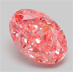Picture of Lab Grown Diamond 3.06 Carats, Oval with  Cut, Fancy Vivid Pink Color, VVS2 Clarity and Certified by IGI
