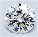 Natural Diamond 2.07 Carats, Round with Excellent Cut, D Color, VVS2 Clarity and Certified by GIA