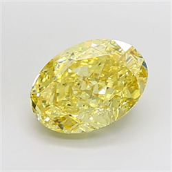 Picture of Lab Grown Diamond 5.09 Carats, Oval with  Cut, Fancy Intense Yellow Color, VS2 Clarity and Certified by IGI