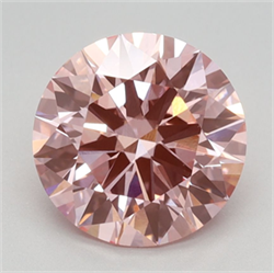 Picture of Lab Grown Diamond 2.05 Carats, Round with Ideal Cut, Fancy Vivid Pink Color, VS1 Clarity and Certified by IGI