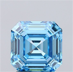 Picture of Lab Grown Diamond 1.61 Carats, Asscher with  Cut, Fancy Vivid Blue Color, VS2 Clarity and Certified by IGI