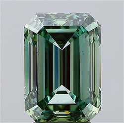 Picture of Lab Grown Diamond 4.00 Carats, Emerald with  Cut, Fancy Vivid Green Color, VS1 Clarity and Certified by IGI