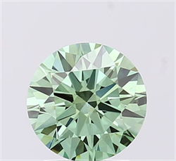 Picture of Lab Grown Diamond 1.50 Carats, Round with Ideal Cut, Fancy Vivid Green Color, VS2 Clarity and Certified by IGI
