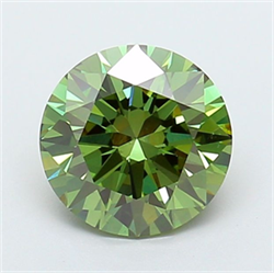 Picture of Lab Grown Diamond 2.11 Carats, Round with Ideal Cut, Fancy Vivid Green Color, VS1 Clarity and Certified by IGI