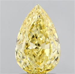 Picture of Lab Grown Diamond 1.56 Carats, Pear with  Cut, Fancy Intense Yellow Color, VVS2 Clarity and Certified by IGI