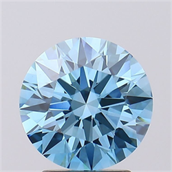Picture of Lab Grown Diamond 2.52 Carats, Round with Ideal Cut, Fancy Vivid Blue Color, VS1 Clarity and Certified by IGI