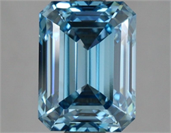 Picture of Lab Grown Diamond 2.24 Carats, Emerald with  Cut, Fancy Vivid Blue Color, VVS2 Clarity and Certified by IGI