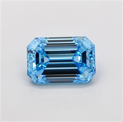 Picture of Lab Grown Diamond 1.54 Carats, Emerald with  Cut, Fancy Vivid Blue Color, VS1 Clarity and Certified by IGI