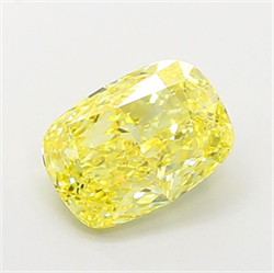 Picture of Lab Grown Diamond 2.71 Carats, CUSHION MODIFIED with  Cut, Fancy Vivid Yellow Color, VS1 Clarity and Certified by IGI