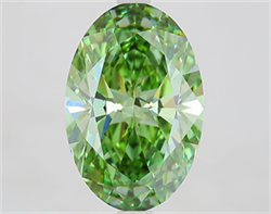 Picture of Lab Grown Diamond 4.10 Carats, Oval with  Cut, Fancy Vivid Green Color, VS1 Clarity and Certified by IGI