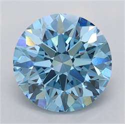 Picture of Lab Grown Diamond 1.59 Carats, Round with Ideal Cut, Fancy Vivid Blue Color, VVS2 Clarity and Certified by IGI