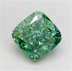 Picture of Lab Grown Diamond 3.56 Carats, CUSHION MODIFIED with  Cut, Fancy Vivid Green Color, VVS2 Clarity and Certified by IGI
