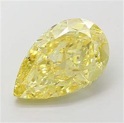 Picture of Lab Grown Diamond 4.01 Carats, Pear with  Cut, Fancy Intense Yellow Color, VS1 Clarity and Certified by IGI