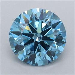 Picture of Lab Grown Diamond 3.00 Carats, Round with Ideal Cut, Fancy Vivid Blue Color, VVS2 Clarity and Certified by IGI