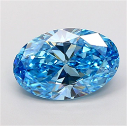Picture of Lab Grown Diamond 3.07 Carats, Oval with  Cut, Fancy Vivid Blue Color, VS1 Clarity and Certified by IGI