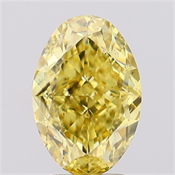 Picture of Lab Grown Diamond 3.67 Carats, Oval with  Cut, Fancy Vivid Yellow Color, VS2 Clarity and Certified by IGI
