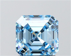 Picture of Lab Grown Diamond 1.52 Carats, Asscher with  Cut, Fancy Vivid Blue Color, IF Clarity and Certified by IGI