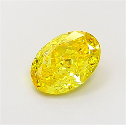 Picture of Lab Grown Diamond 2.13 Carats, Oval with  Cut, Fancy Vivid Yellow Color, VVS1 Clarity and Certified by IGI