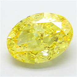 Picture of Lab Grown Diamond 7.02 Carats, Oval with  Cut, Fancy Vivid Yellow Color, VS1 Clarity and Certified by IGI