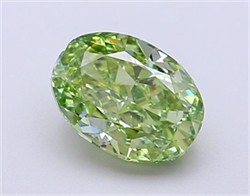 Picture of Lab Grown Diamond 1.51 Carats, Oval with  Cut, Fancy Vivid Green Color, VVS2 Clarity and Certified by IGI