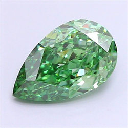 Picture of Lab Grown Diamond 1.55 Carats, Pear with  Cut, Fancy Vivid Green Color, VVS2 Clarity and Certified by IGI