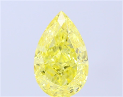 Picture of Lab Grown Diamond 3.00 Carats, Pear with  Cut, Fancy Intense Yellow Color, VVS2 Clarity and Certified by IGI