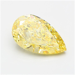 Picture of Lab Grown Diamond 3.00 Carats, Pear with  Cut, Fancy Intense Yellow Color, VS2 Clarity and Certified by IGI