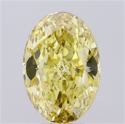 Picture of Lab Grown Diamond 5.07 Carats, Oval with  Cut, Fancy Intense Yellow Color, VVS2 Clarity and Certified by IGI