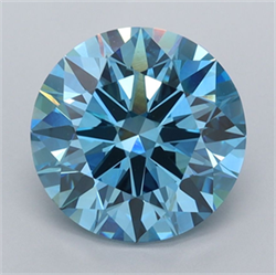 Picture of Lab Grown Diamond 3.02 Carats, Round with Ideal Cut, Fancy Vivid Blue Color, VVS2 Clarity and Certified by IGI