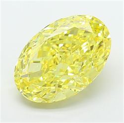 Picture of Lab Grown Diamond 5.02 Carats, Oval with  Cut, Fancy Vivid Yellow Color, VS1 Clarity and Certified by IGI
