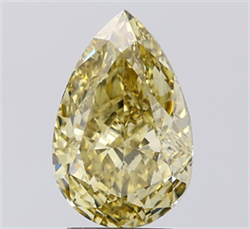 Picture of Lab Grown Diamond 3.13 Carats, Pear with  Cut, Fancy Intense Yellow Color, VS2 Clarity and Certified by IGI