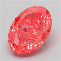 Picture of Lab Grown Diamond 4.36 Carats, Oval with  Cut, Fancy Vivid Pink Color, VVS2 Clarity and Certified by IGI